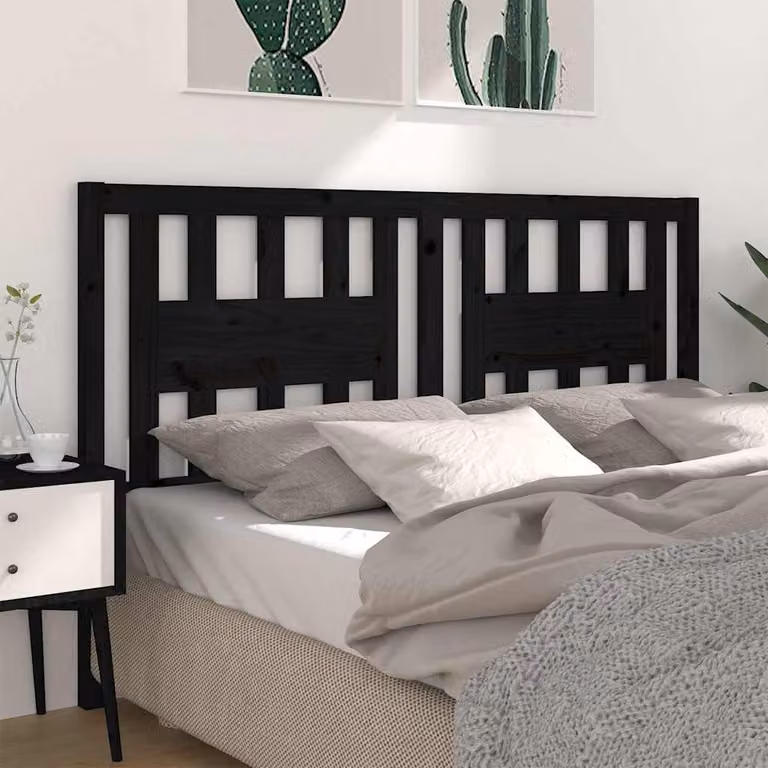 Testiera per letto vidaXL in legno massello di pino nero, L: 206 cm, P: 4 cm, H: 100 cm