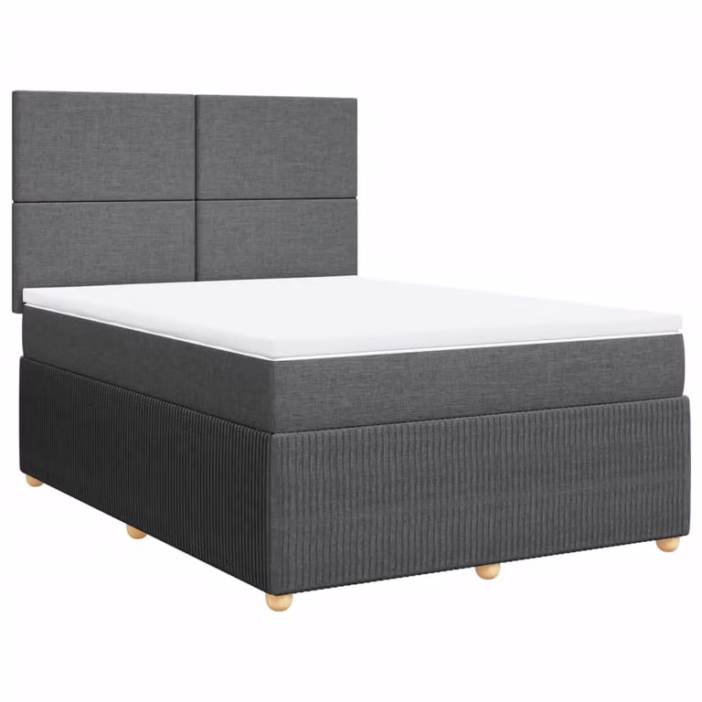 Giroletto a Molle con Materasso Grigio Scuro 140x190 cm Tessuto