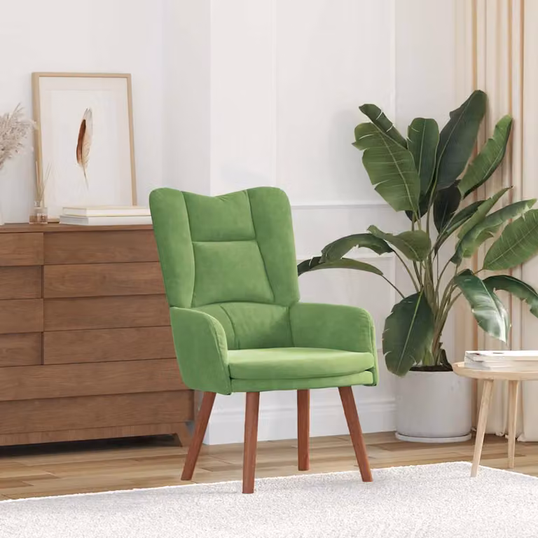 Poltrona moderna vidaXL in velluto verde con braccioli, L: 63 cm, P: 67 cm, H: 94 cm