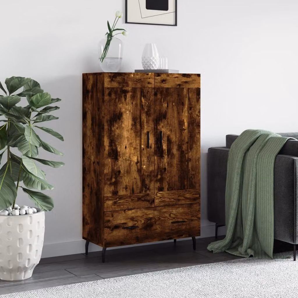 Credenza moderna vidaXL in legno multistrato color rovere fumo, L/P/H: 69,5 x 31 x 115 cm