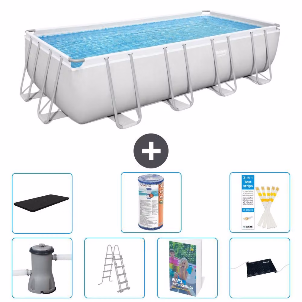 Bestway Power Steel, piscina rettangolare - 488x244x122 cm - composta da 6 parti, modello S619