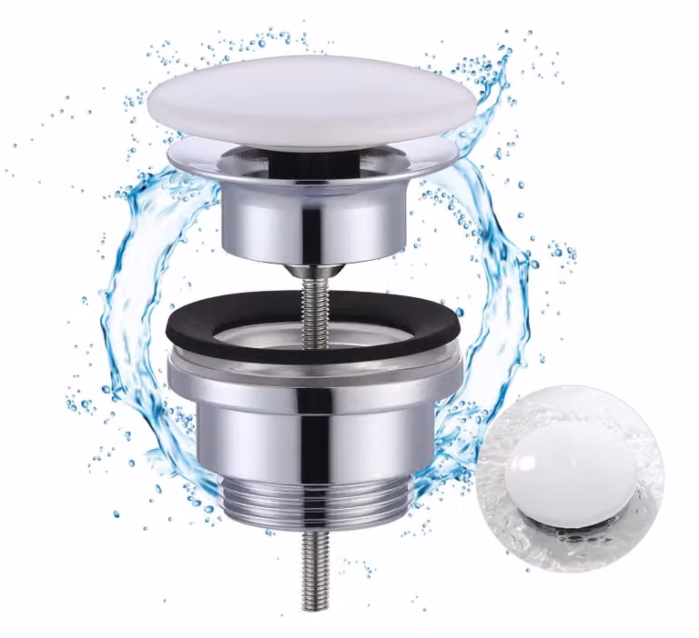 Kit universale di scarico per lavabo con coperchio in Vetroceramica