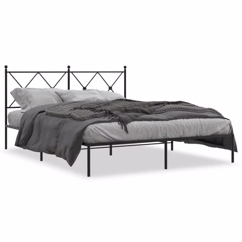 Letto con testiera in metallo nero vidaXL L/P: 160 x 200 cm – 2