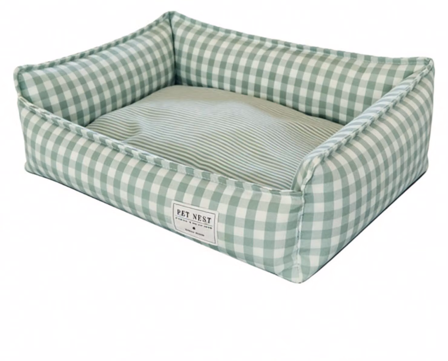 Cuccia per cani lavabile, con rivestimento removibile, traspirante e confortevole, di forma rettangolare, adatta a cani e gatti di piccola e media taglia, di colore verde chiaro, dimensioni 60 x 50 cm