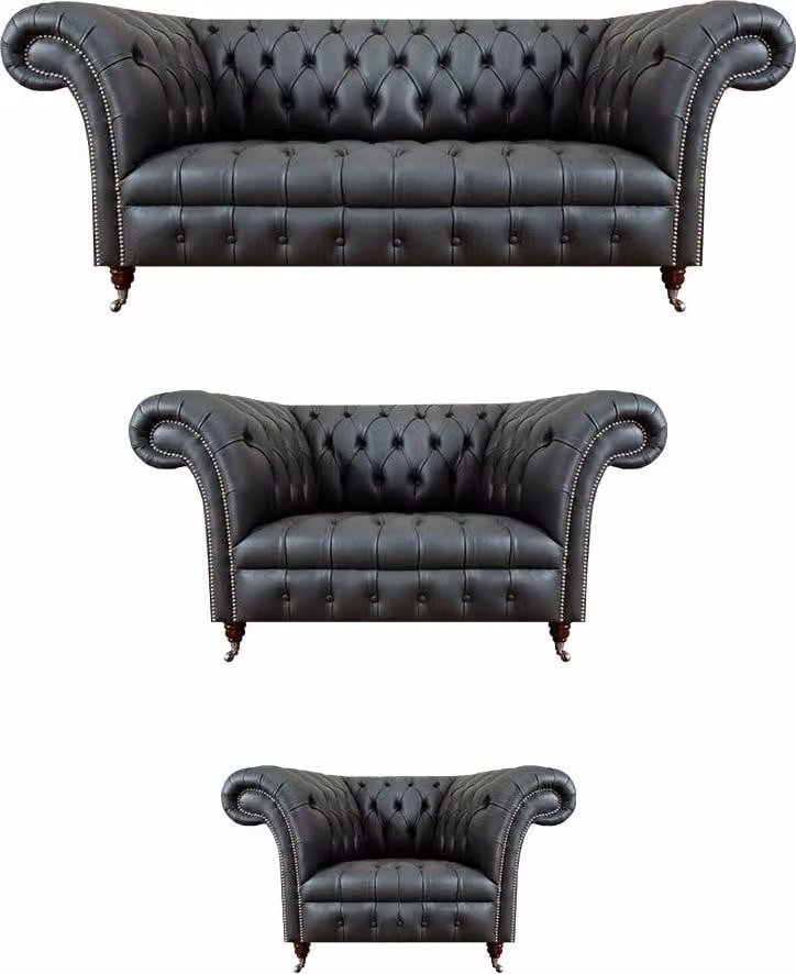 Moderne Sofagarnitur Set 3tlg Luxuriöse Wohnzimmer Leder Polstermöbel