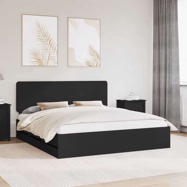 Struttura del letto con cassetti vidaXL in legno ingegnerizzato nero 200 x 200 cm