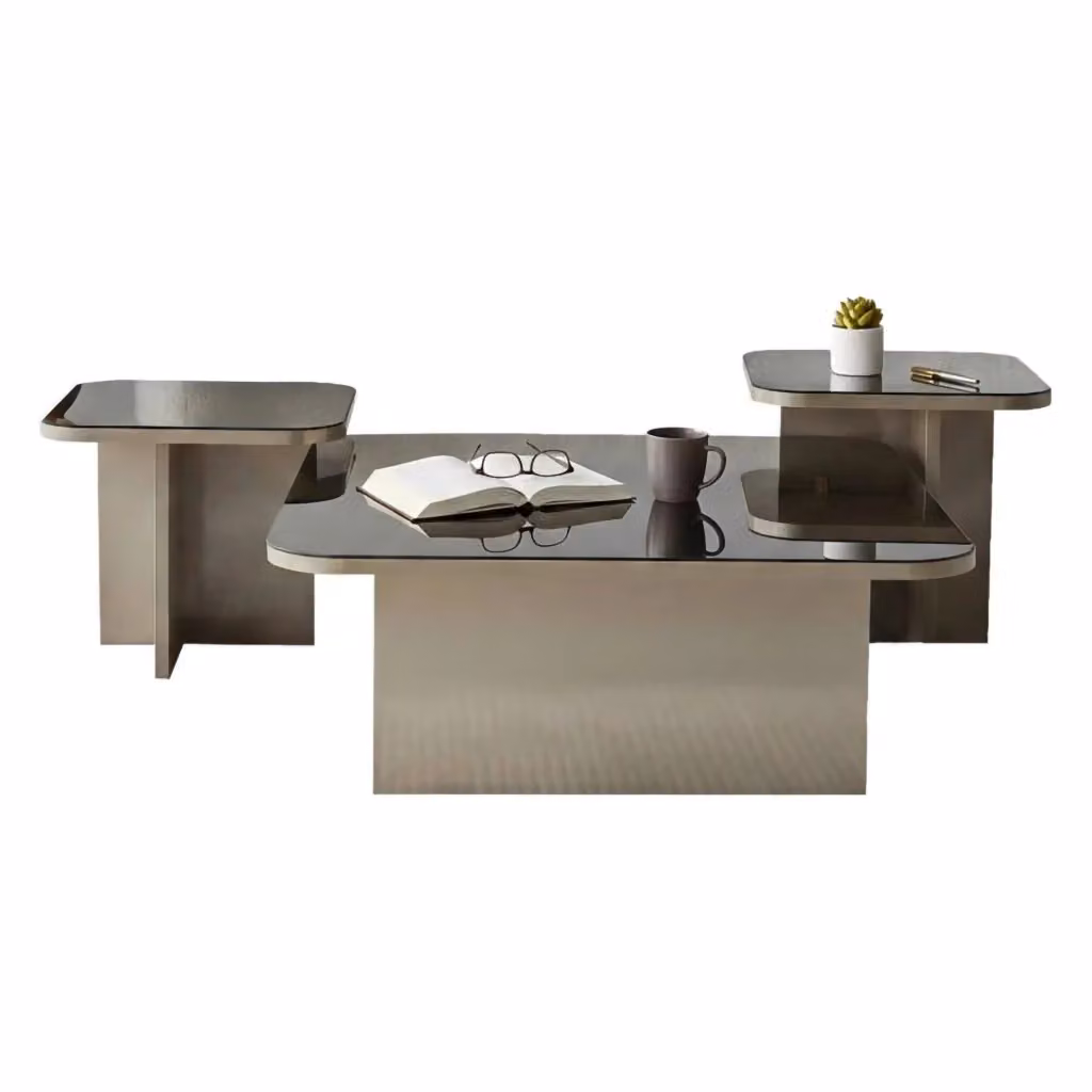 Tavolino da salotto Nuummite DMORA, tavolo basso quadrato con portariviste, colore beige e grigio, L: 80 cm, H: 40 cm – 2
