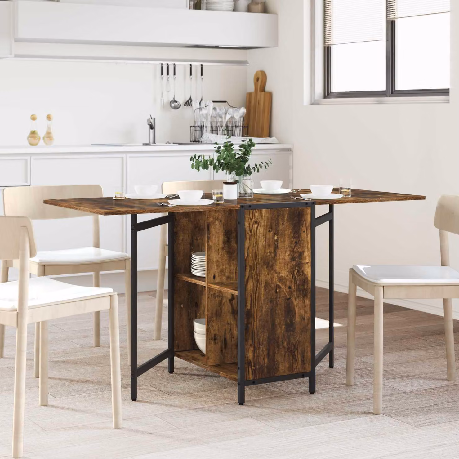 Maison Exclusive - Tavolo da pranzo, 144 x 60 x 75 cm, materiale composito in legno, finitura noce affumicato, forma rettangolare