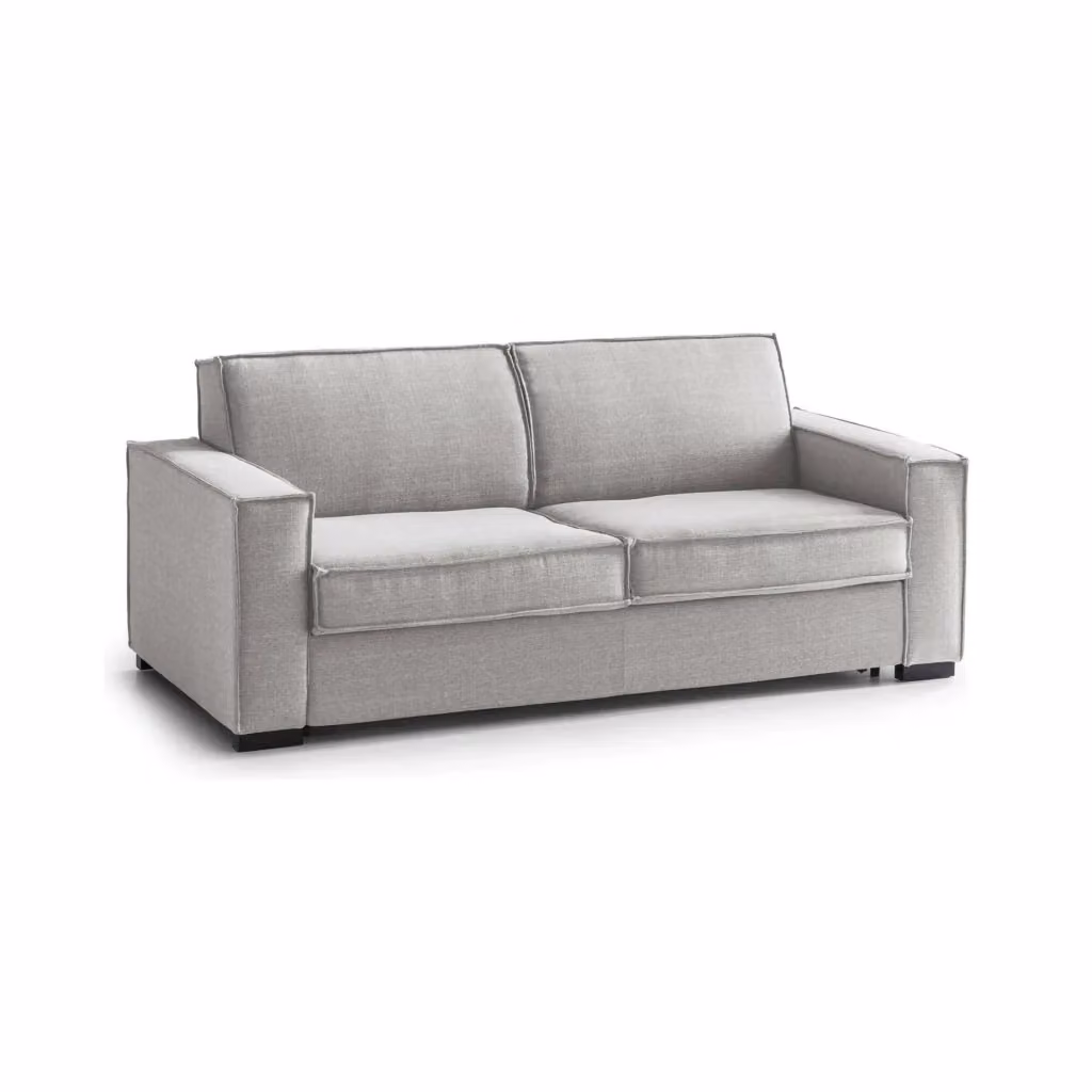 Divano a 3 posti Abernathy TALAMO ITALIA in tessuto grigio con braccioli slim, L: 200 cm, P: 95 cm, H: 90 cm – 2