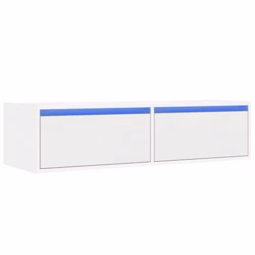 Helloshop26 Mobile TV elegante da parete con luci a LED, 100 x 35,5 x 25 cm, risparmio di spazio atmosfera accogliente in legno di ingegneria, bianco 02_0051327