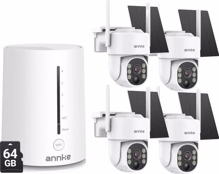 Telecamera di sicurezza, risoluzione 4MP, connessione wireless, con scheda da 64GB
