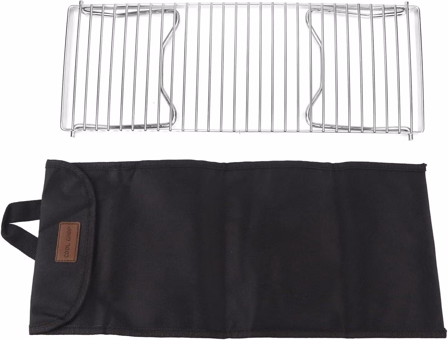 Griglia da campeggio, resistente, pieghevole, in acciaio inossidabile, portatile, con griglia, dimensioni 44 x 16 cm