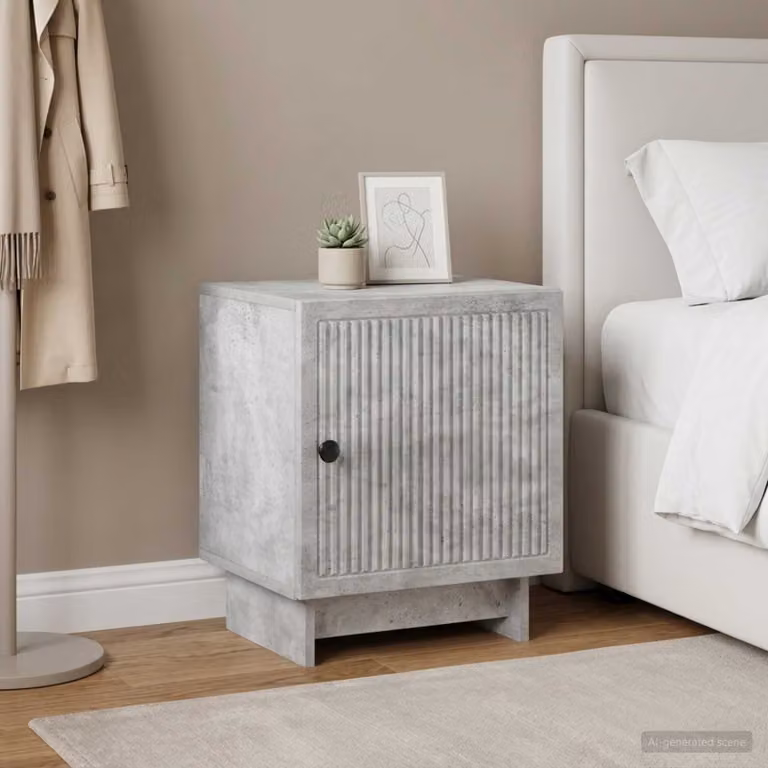 Set di 2 Armadi da Notte vidaXL in Grigio Cemento, Design Moderno, L 43 cm x P 34,5 cm x H 50 cm