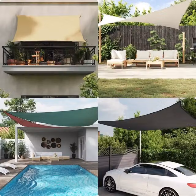 Parasole a Vela Quadrato Videx in Tela Oxford Beige 6x6 m