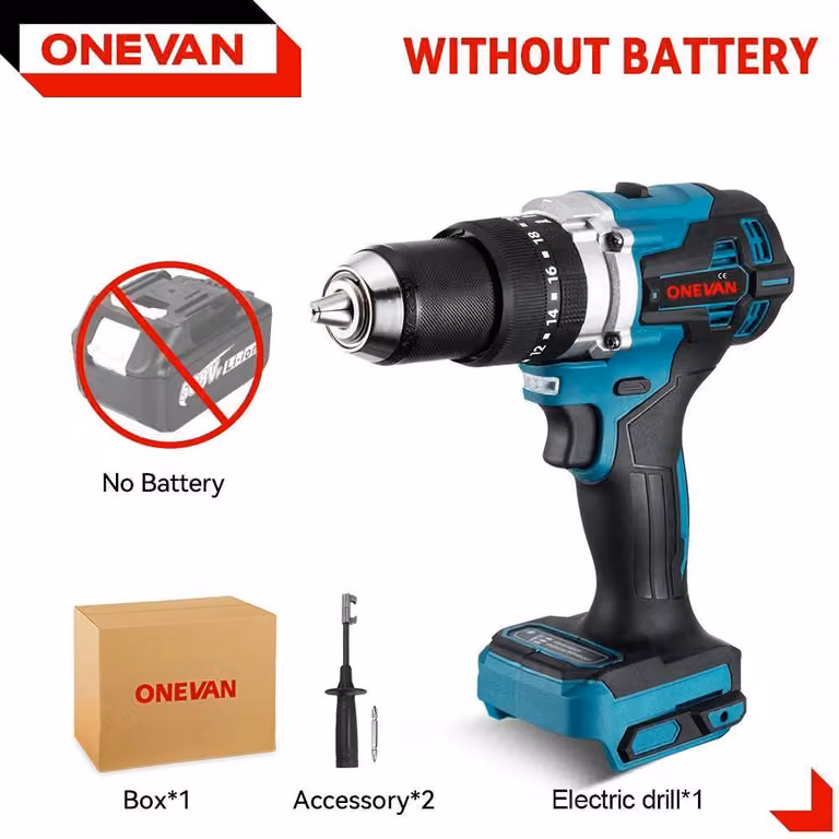 Trapano avvitatore - Trapano avvitatore a percussione a batteria - Motore brushless - 18 V - 650 Nm - 1500 W - Senza batteria - Nero
