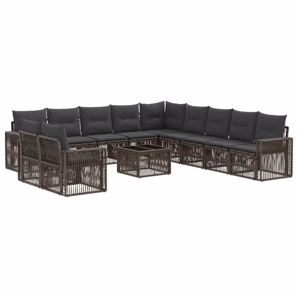 Set Divano da Giardino a Forma di U vidaXL in Polyrattan Grigio e Antracite con Tavolino e Cuscini – 2