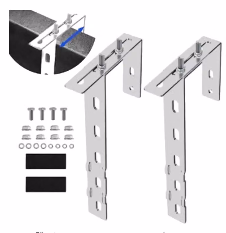 Ganci per pannelli solari, in acciaio inossidabile 304, lunghezza 26 cm, larghezza regolabile da 6 cm a 18 cm, adatti per ringhiere di balcone, installazione semplice