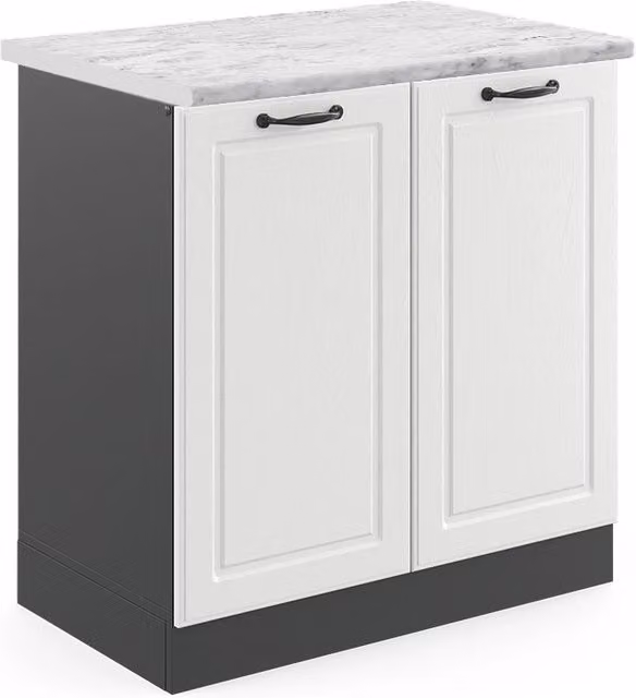 Mobile lavello cucina R-Line Bianco rustico/Antracite 80 cm, PL Marmo Vicco