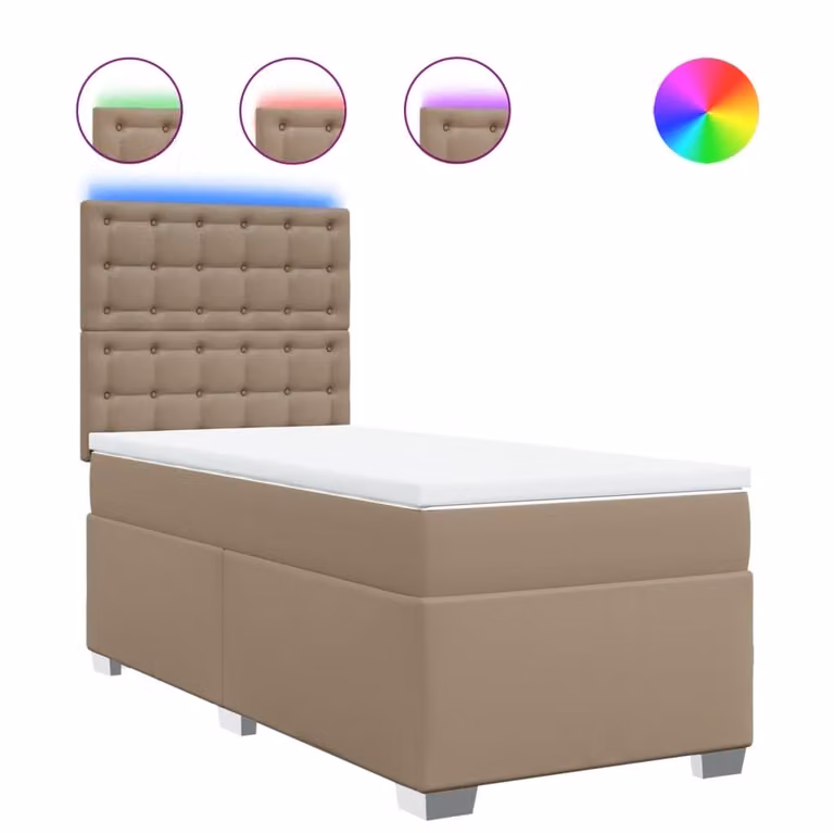 Giroletto a Molle con Materasso Cappuccino 80x200 cm Pelle finta