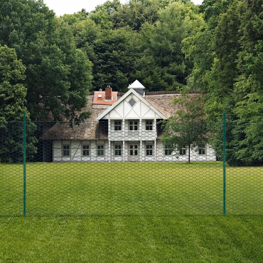 Maison Exclusive - Recinzione in rete metallica con pali in acciaio, 25 x 1,5 m, verde