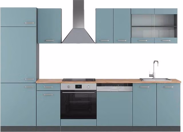 Cucina componibile moderna R-Line Vicco, Grigio-blu/Antracite, L: 300 cm – 1
