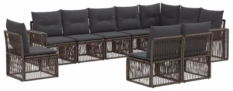 Set di divani da giardino, 10 pezzi, grigio e grigio scuro, in rattan sintetico