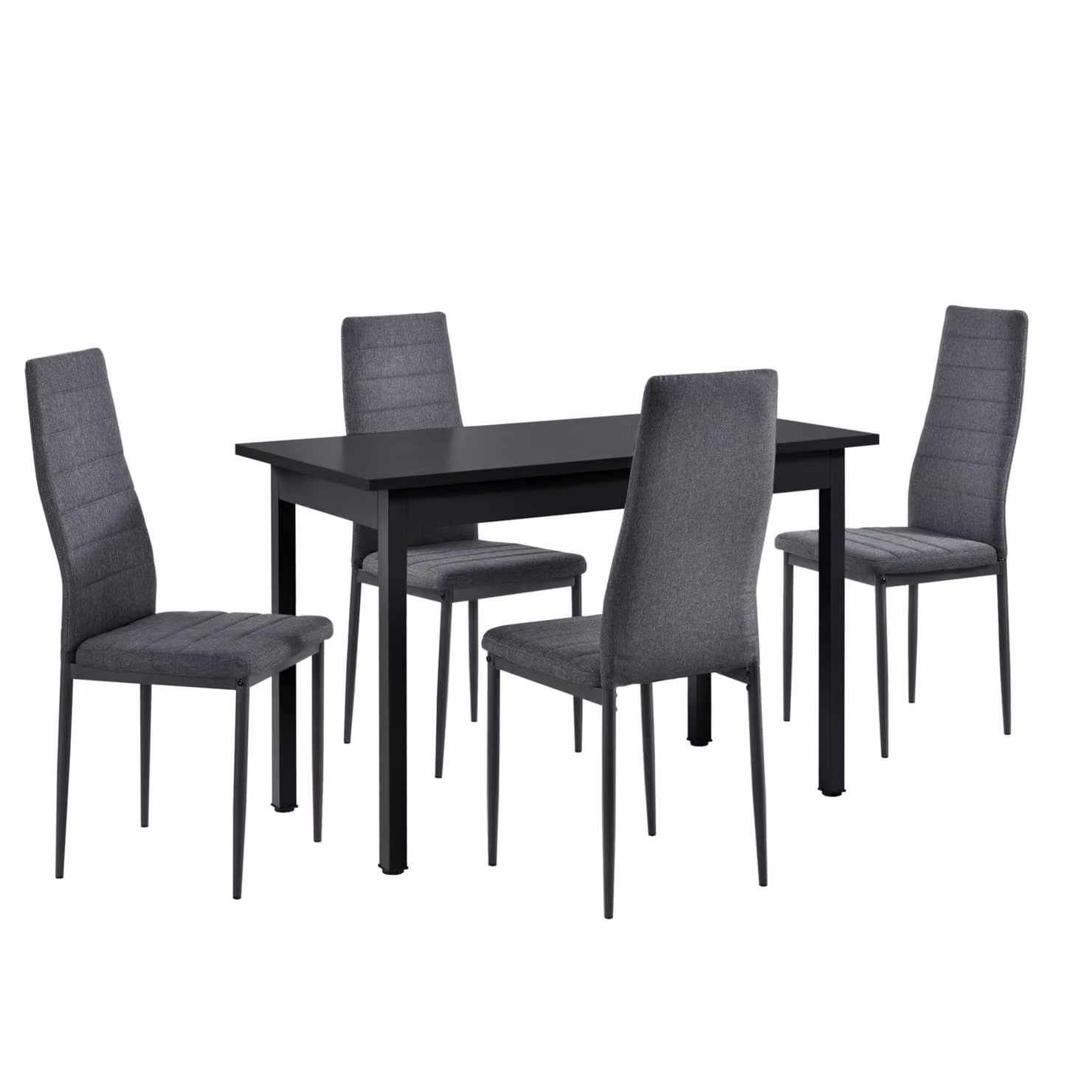 [Set da pranzo con 4 sedie 120x60cm Tavolo da cucina in nero con poltrone di design Tavolo da sala da pranzo con set di 4 sedie imbottite