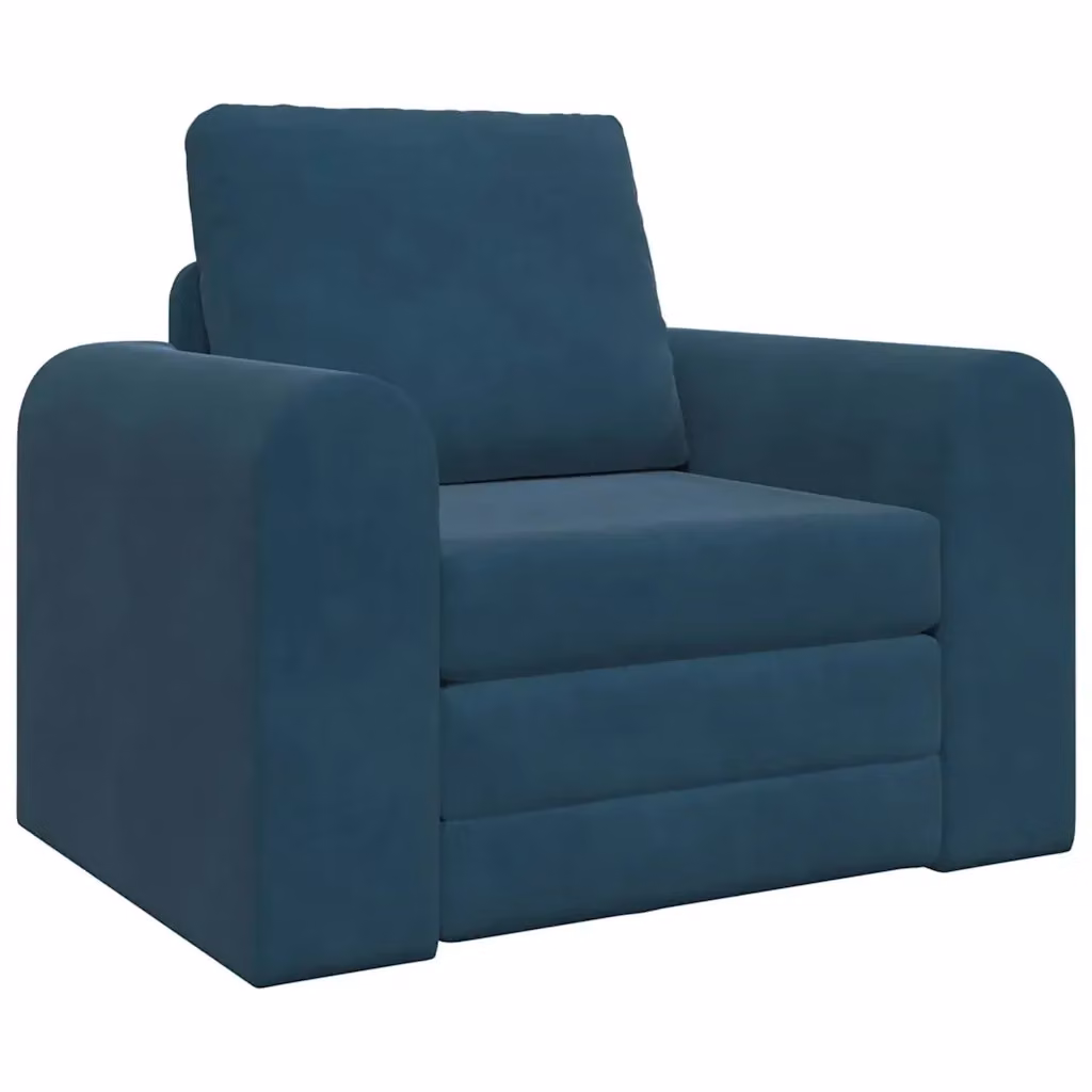 Divano Letto Daybed vidaXL in Velluto Blu con Funzione Letto e Coperture Rimovibili L: 98 cm, P: 71 cm, H: 83 cm – 2