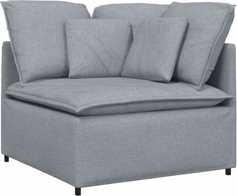Modulo Angolare Divano Modulare con Cuscini Grigio Chiaro 100cm