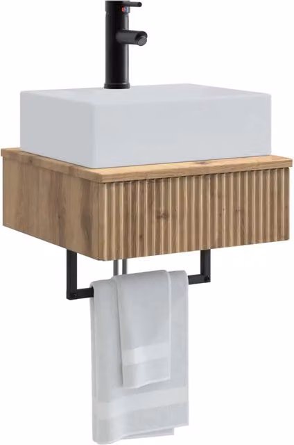 Lavabo da parete in rovere artigianale moderno L: 40 cm, P: 41 cm, H: 39 cm CFW2849409