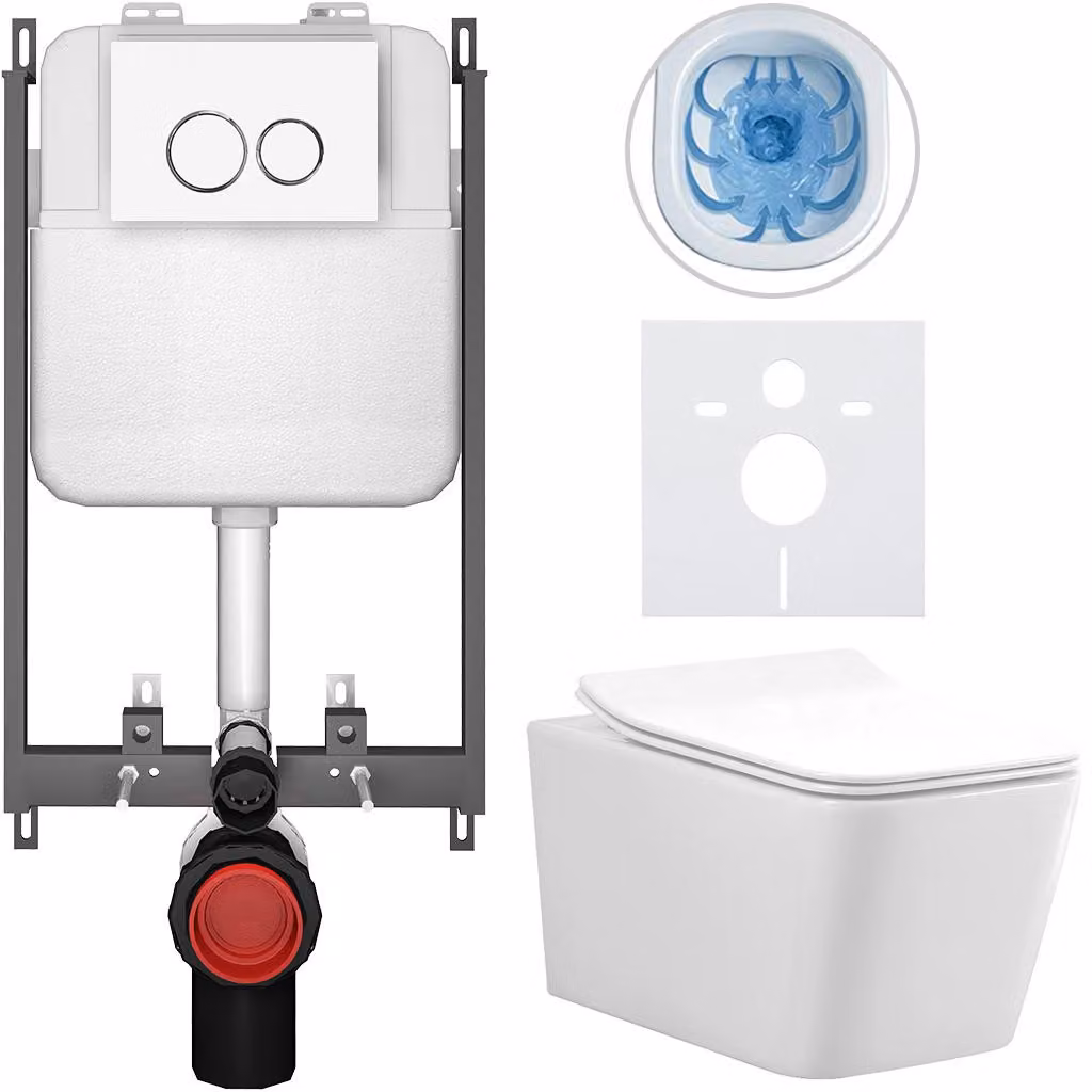 CERANO - Set WC da incasso Forte - bianco lucido - pulsante Prime/Duoalo, bianco - da incasso - 51x36 cm