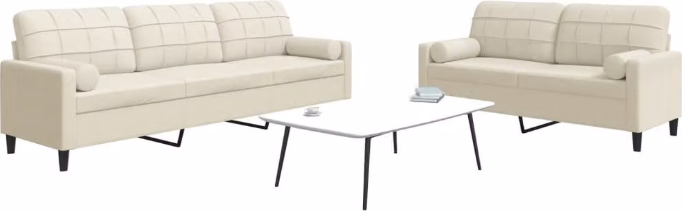 Maison Exclusive - Set divano 2 pezzi con cuscini e cuscini cervicali in velluto color crema