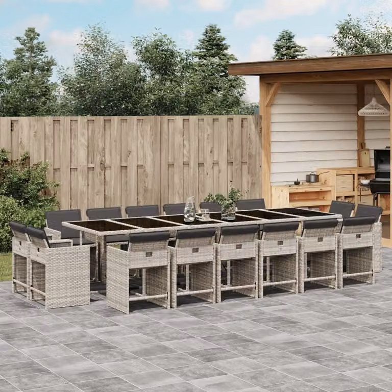 Maison Exclusive - Set da Pranzo da Giardino 17pz con Cuscini Grigio in Polyrattan