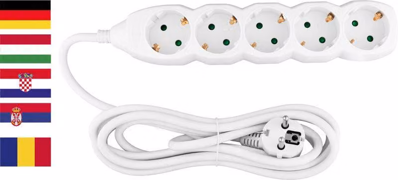 Cavo con presa tedesca Strend Pro DG-805B 3,00 m, 5 prese, HU, RO, SRB, CRO