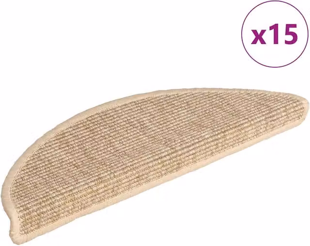 Set di 15 tappetini per scale semicircolari DESIGN IN, colore beige chiaro, antiscivolo e fonoassorbenti, L: 56 cm, P: 17 cm, H: 3 cm