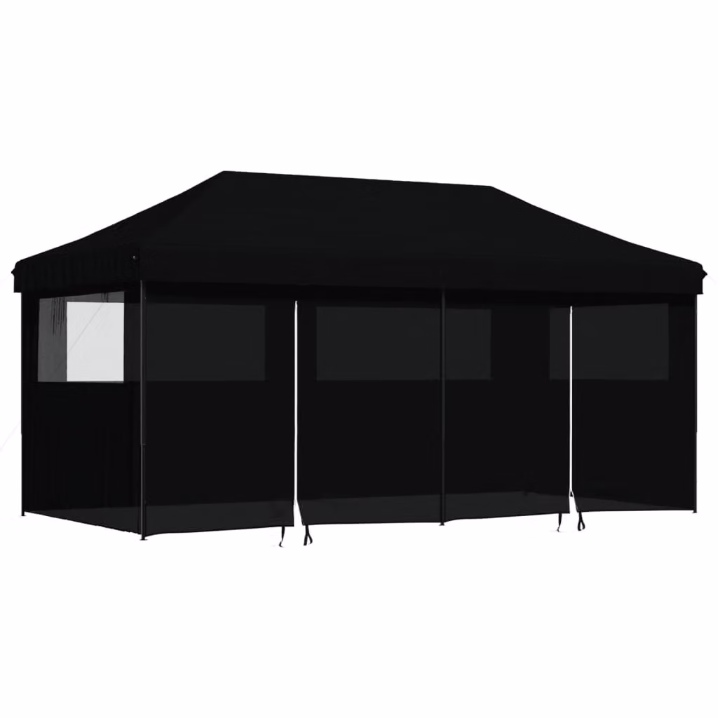 Tendone per Feste Pieghevole Pop-Up con 4 Pareti Nero