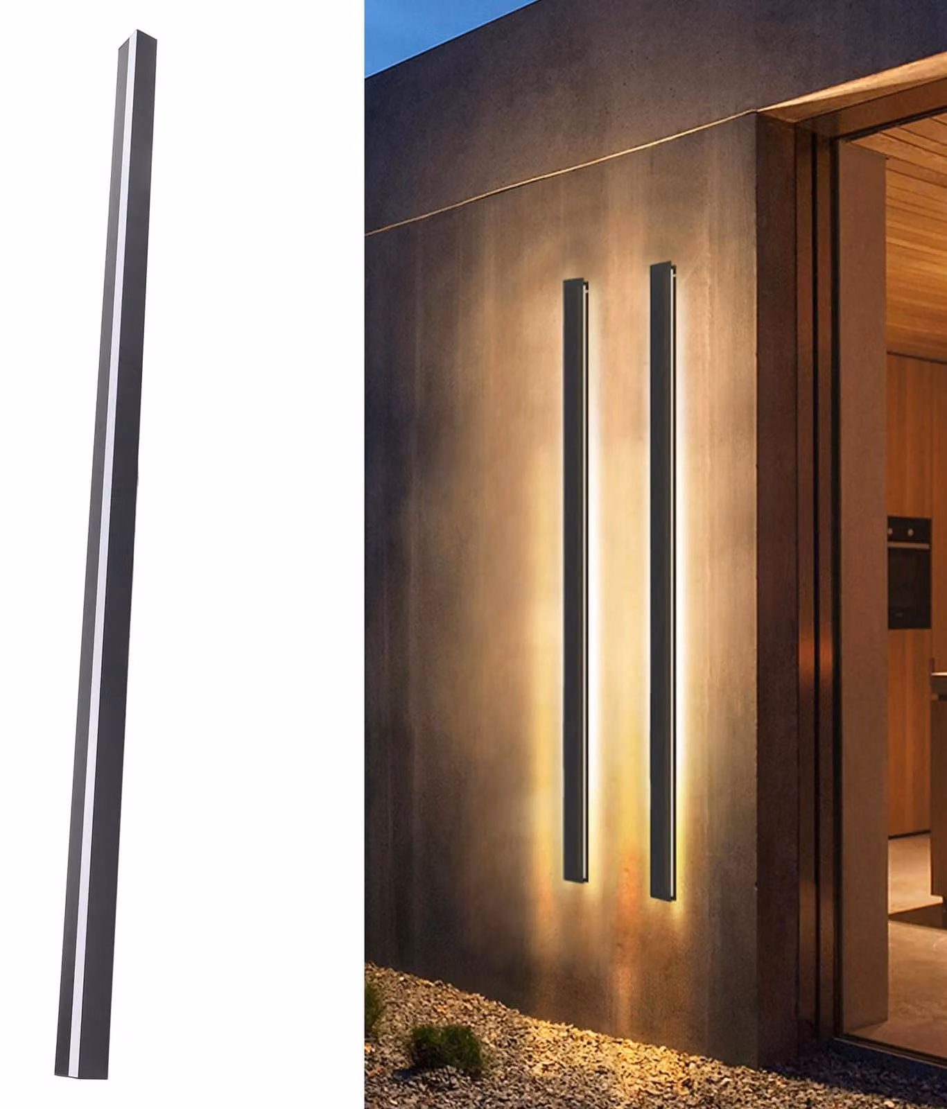 Lampada da parete esterna a LED, nera, 100 cm, impermeabile, luce bianco caldo