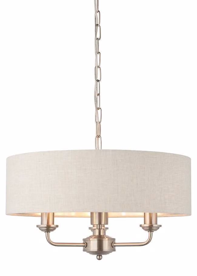 Lampada a sospensione HIGHCLERE cromata lucida 3xE14x15W con rivestimento in tessuto, dimensioni: 142x45x45 cm, IP20, Endon