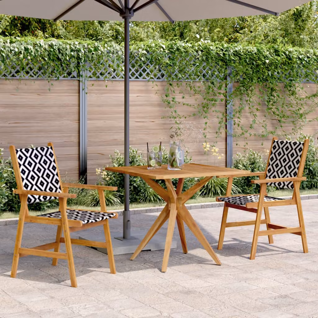 Set da Pranzo per Giardino vidaXL in Legno di Acacia Marrone, 3 Pezzi