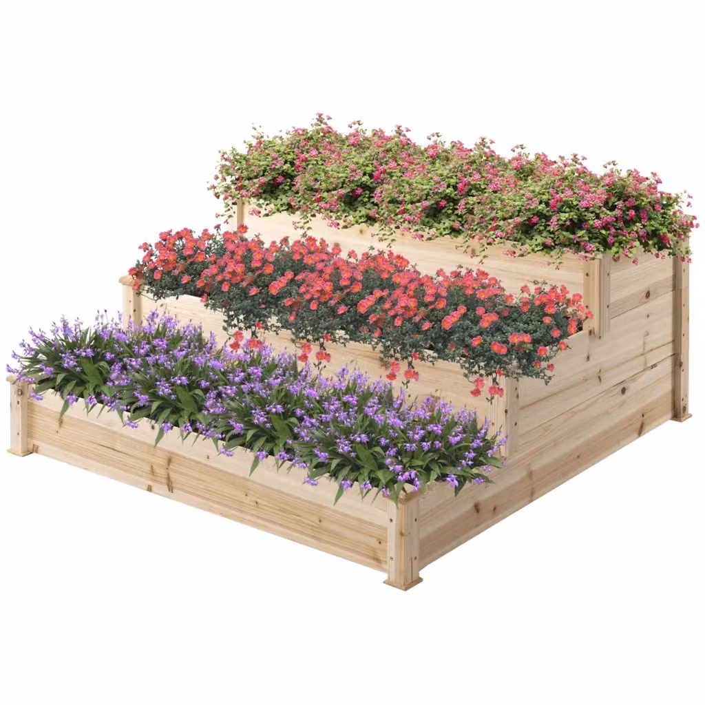 Orto Rialzato in Legno Massello Zephmum Colore Marrone L 120 cm x P 120 cm x H 56 cm – 2