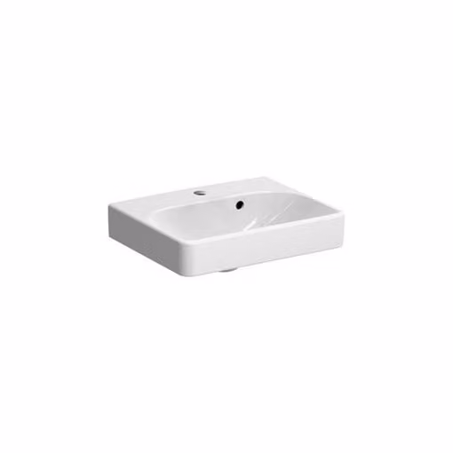 Geberit Smyle Square lave-mains 500222, 45x36cm, avec trou pour robinetterie, avec trop-plein asymétrique, 500.222.01.8, 500.222.01.8