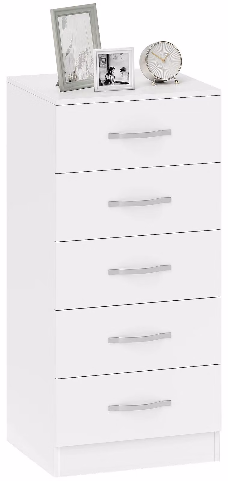 Comodino con 5 cassetti - Mobile contenitore - Struttura in legno - Bianco