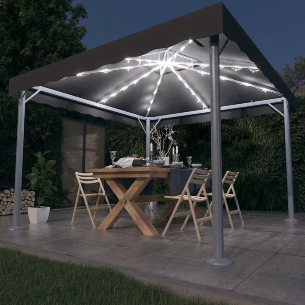 Gazebo The Living Store con luci a LED 300x300 cm in alluminio antracite