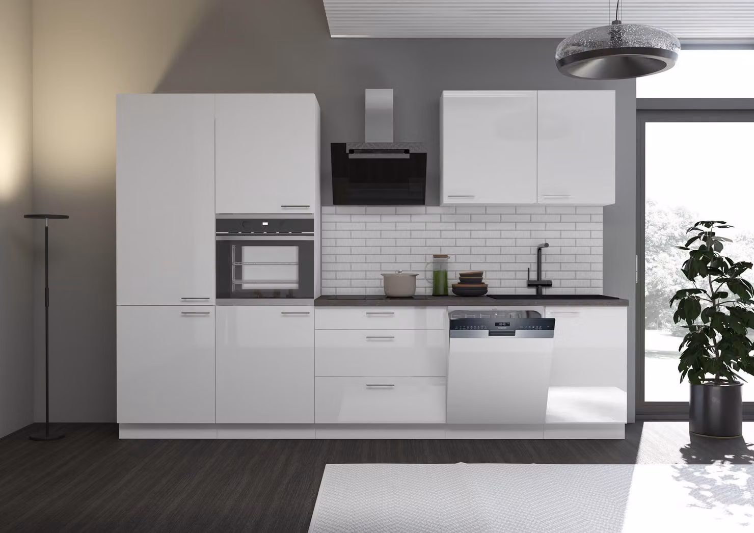 Cucina Lara Weiss lucida 310 cm Cucina componibile Cucina componibile Cucina singola
