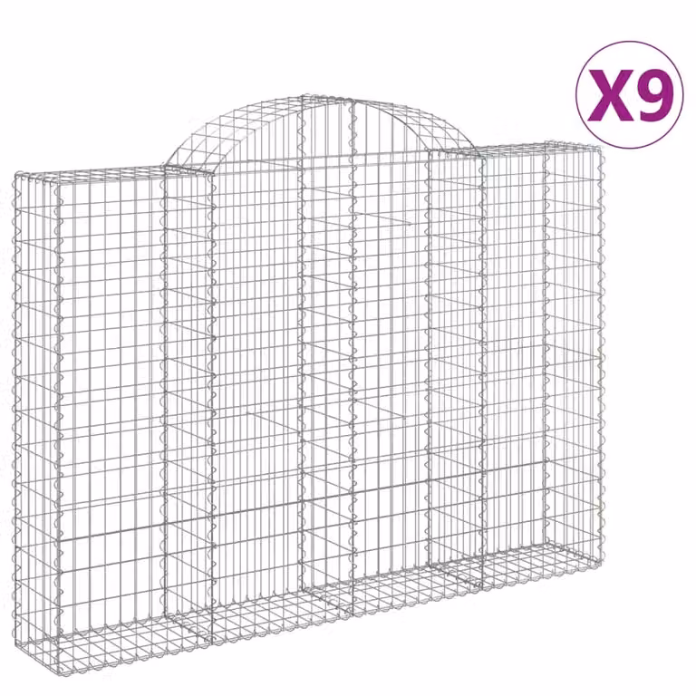 Cesti Gabbioni ad Arco 9 pz 200x30x140/160 cm Ferro Zincato