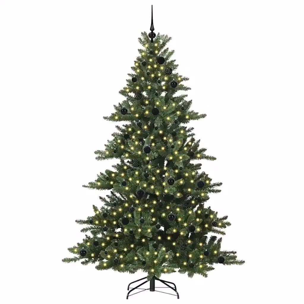 Albero di Natale Artificiale Moderno vidaXL Verde con Luci LED Warm White in PVC e Metallo – 2