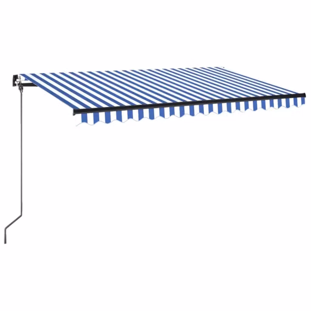 Tenda da Sole Retrattile Manuale VIDAXL in Alluminio e Poliestere Blu e Bianca L: 450 cm, P: 350 cm – 2