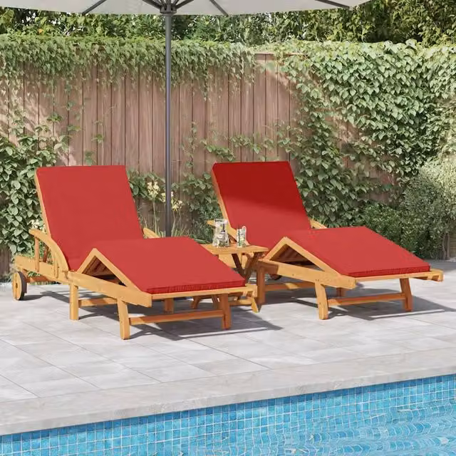 Lettino da sole 2 pz Legno di Acacia Massello Rosso 3325180