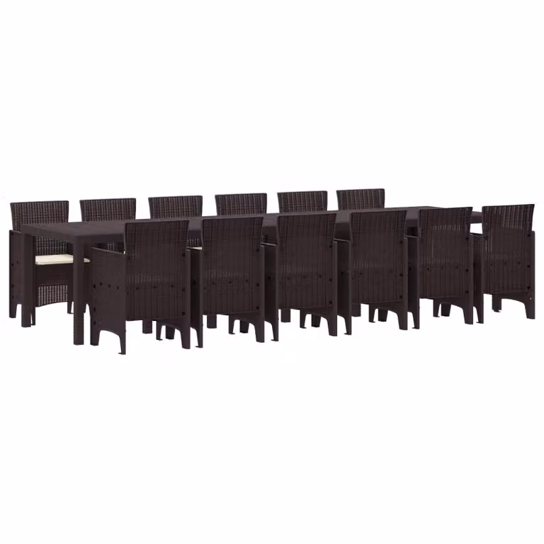 Set da pranzo per giardino e terrazza vidaXL in polyrattan marrone, 13 pezzi