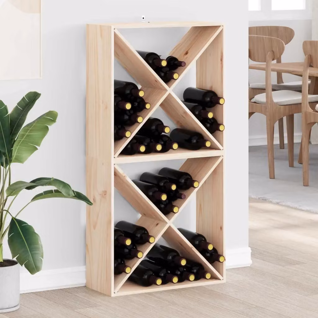 Set di 2 portabottiglie in pino massello naturale CFW6994087, L/P/H: 62 x 25 x 62 cm – 2